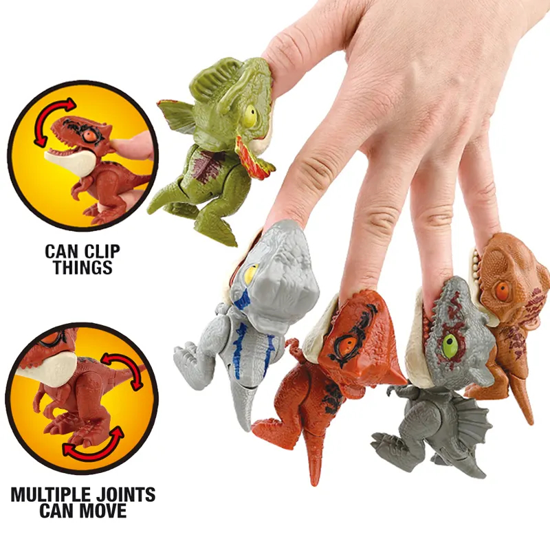 20 Estilos De Brinquedos De Dinossauros Mordedores De Dedos De Desenho Animado mini De Figura Móvel Articulados