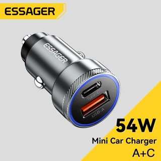 Essager 54W LED Usb Tipo C Carregador De Carro PD QC 3.0 Fsat Carregamento Para samsung IP 12-24V em Oferta na Shopee