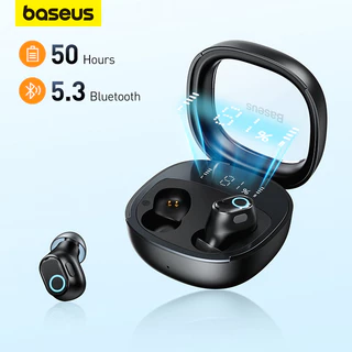 Baseus WM02 + Fones De Ouvido Sem Fio TWS Bluetooth 5.3 Display Inteligente Carga Rápida 50 Horas Bateria Longa