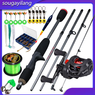 Sougayilang Conjunto De Carretel De Pesca Com 1.8 Combos De Varas 7.2 : 1 Relação Engrenagem 8 + 1BB Max Drag 10KG