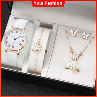 【 Relógio + Pulseira 】 Conjunto De Relógios Femininos Moda Roma Discagem De Couro Quartzo
