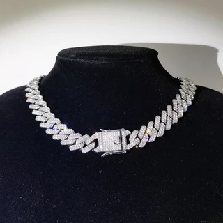 Novo Corrente Cravejada Colar De Hip-Hop Europeu E Americano De 14mm Corrente Cubana Trendsetter Com Pulseira De Diamante Completo Hipopótamo Homem Mulher