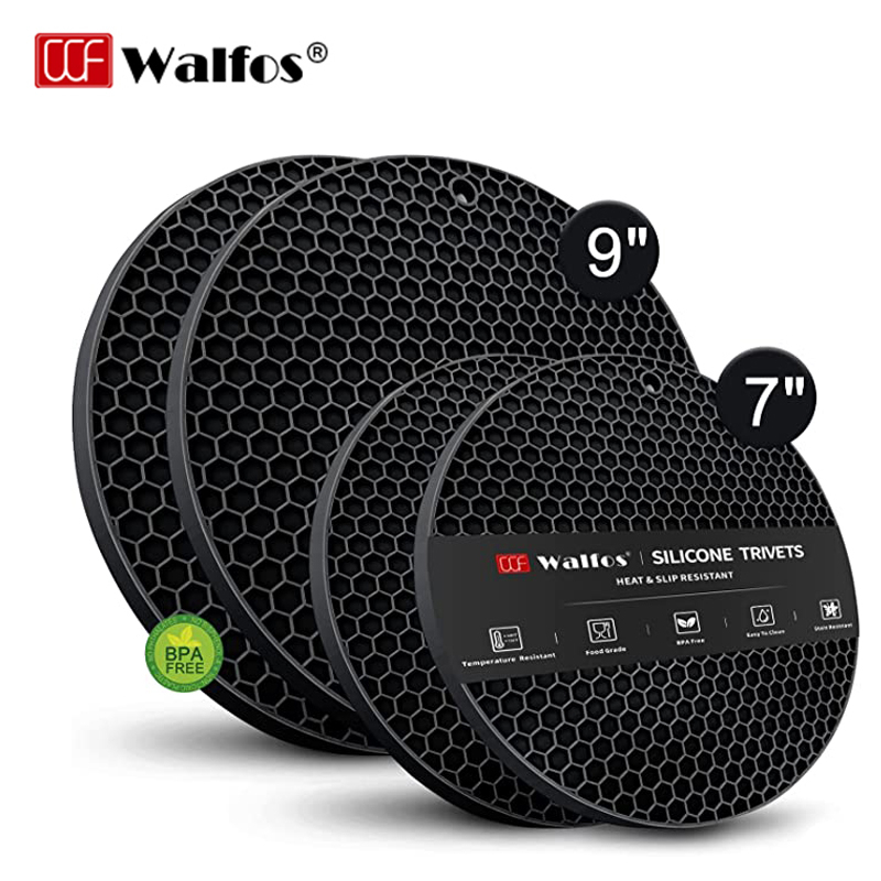 Esteiras Walfos De Silicone Trivet Mats Resistentes Ao Calor Conjunto De  Quentes Multiuso Não Deslizantes Para Pratos Panelas Abridor De Jarra Grau  Alimentício & BPA Livre 4pcs 2 Tamanhos 7 Polegadas 9