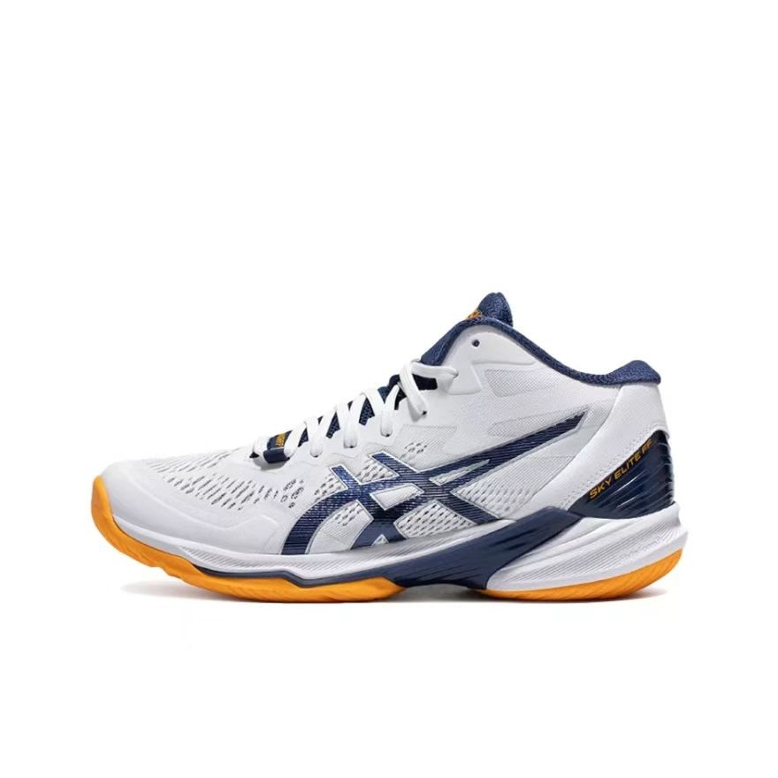 Asics SKY ELITE FF 2 TOKYO Sapatos De Corrida De Almofada Profissional Masculina MID-CUT Absorção De Choques Vôlei Sem Deslizamento White/Blue