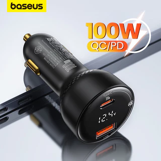 Baseus 100W Display Digital Car Charger Suporte QC PD 3.0