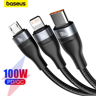 Cabo De Carregamento Rápido Baseus 100W Flash Series 3 Em 2 C + U Para M + L +
