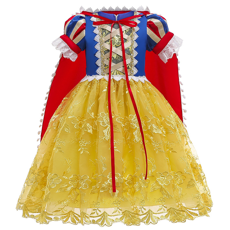 Fantasia de princesa branca de neve para meninas 3-10 anos vestido de festa  cosplay com presente de laço