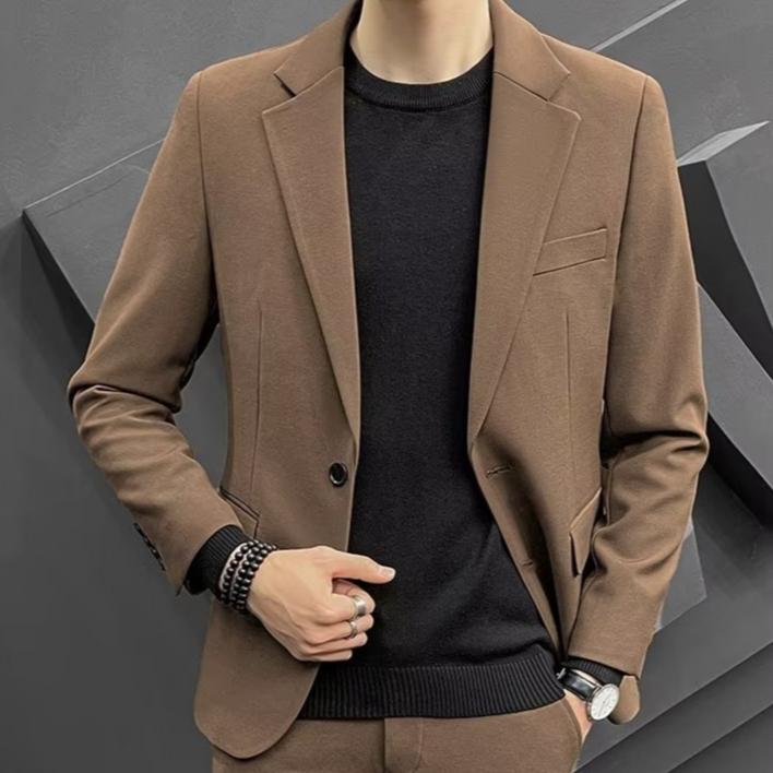 Fato de Fato para Homem Roupa Formal de Escritório Roupa Formal Roupa Coreana Versão de Manga Longa Casaco de Fato Duplo de Peito Profissional X0367