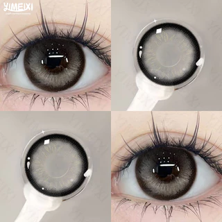 Yimeixi 2 pcs (1 Par) Lentes De Contato Cinza Com Grau Hidrofílicas Macias Maquiagem De Olhos Redondos De 0 De Cor 1 Ano De Uso