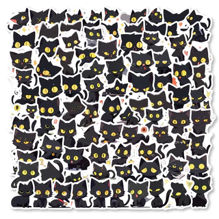 Adesivos Decorativos À Prova D'água Para A Família Black Cat De 100pcs Decorados Com Contas De Copos De Água notebook