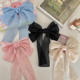 Clip De Cabelo Big Bowknot Princesa Estilo Doce E Suave Streamer De Malha De Menina De Mola Acessórios De Moda