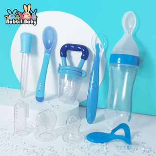 Colher dosadora bebê Kit de Silicone mamadeira colher chupeta de fruta Escova de dentes Conta gotas 8 em 1 pacote de alimentação