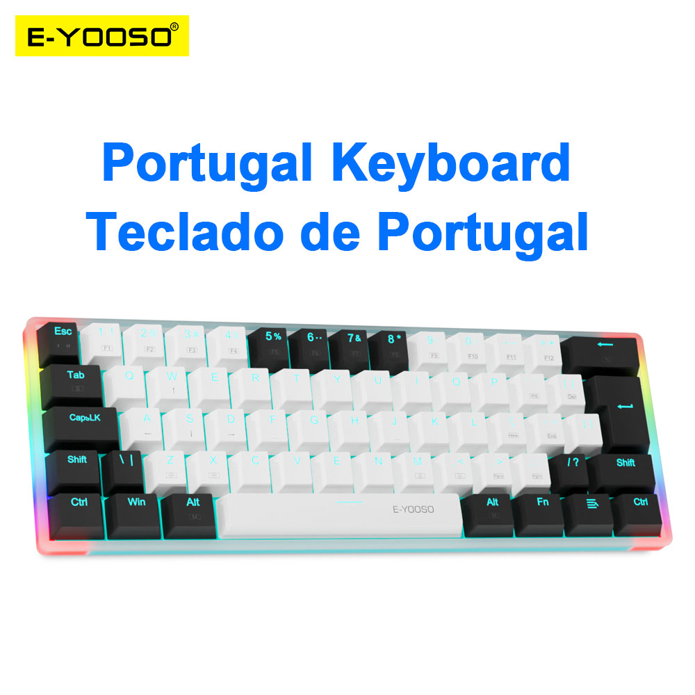 E-YOOO-Z19 USB Teclado mecânico para jogos, 94 teclas, cabo com fio  destacável, computador, laptop, PC, azul, interruptor vermelho - AliExpress