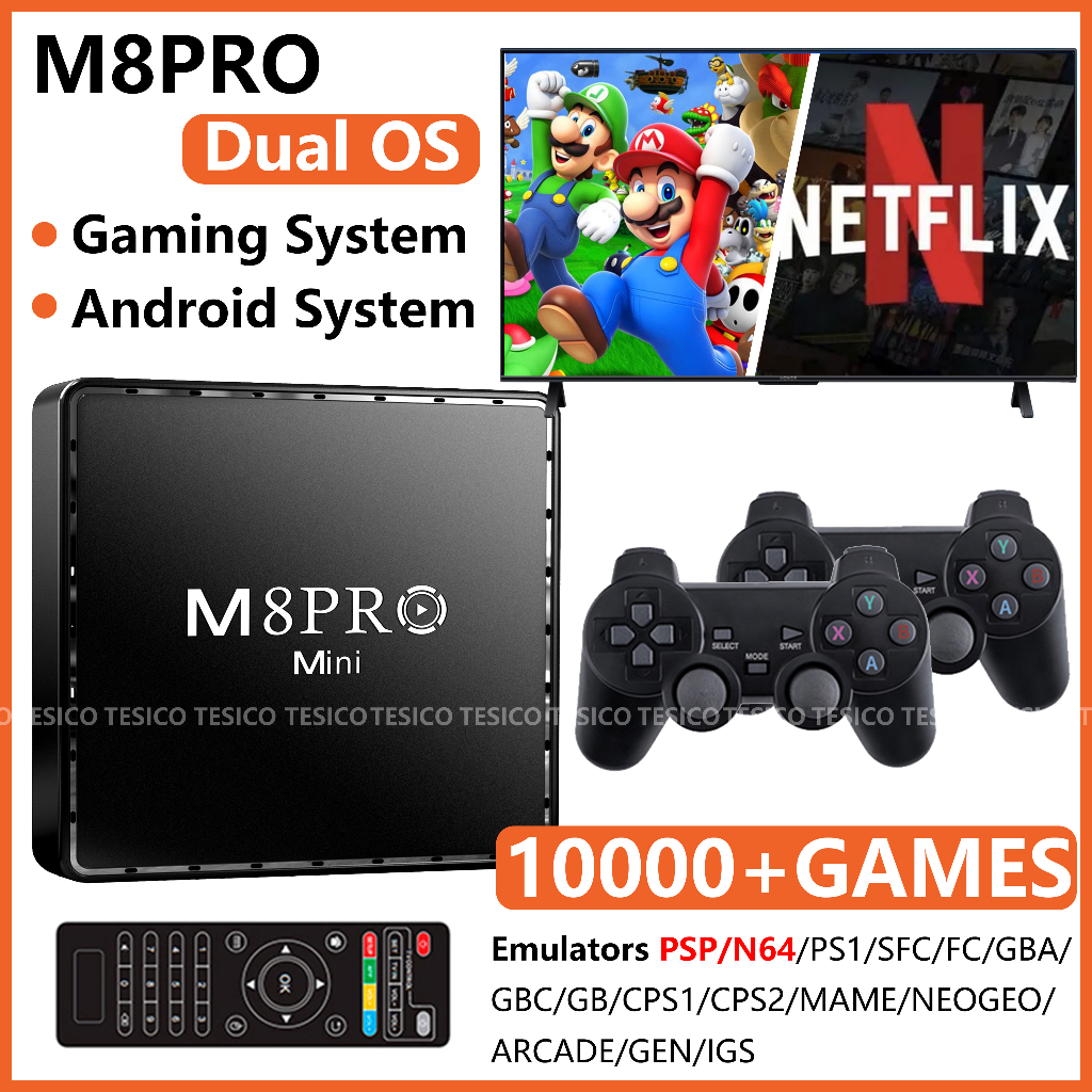 Jogos Clássicos M8PRO Mini Sem Fio 2.4G HD Para Arcade PSP N64 super