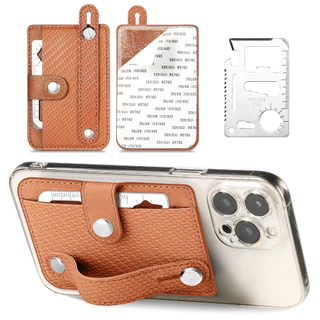 Bolsa Universal Porta-Cartões Para Carteira De Celular Padrão Fibra PU De Identificação Em Couro Adesivo Tampa Traseira Do Telefone Acessório