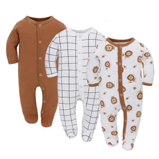 Conjunto De 3 Peças Romper Baby Recém-Nascido Girls Boys Vestuário Algodão Footies Jumpsuit