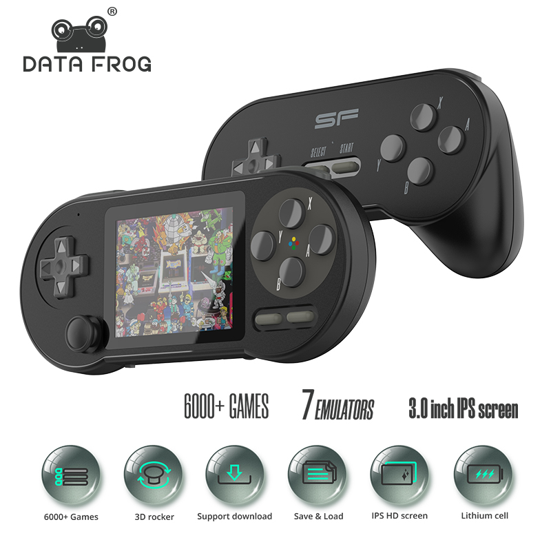 DATA FROG Preto 3 Polegadas IPS SF2000 Console De Jogo Portátil Mini 6000 Retro Games Suporte Saída AV