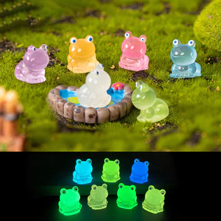 7pcs Rã Colorida Luminosa Miniatura De Jardim Decoração Micro Ornamento Paisagístico