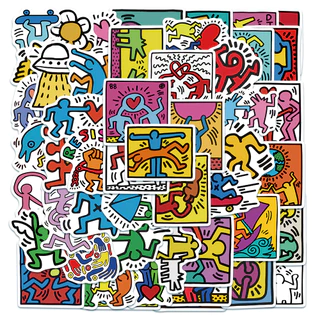 50Pcs Desenho Animado Fofo Keith Haring Cartoon Skate À Prova D'água D'água Snowboard Retro Vinil Autocolante Grafite Notebook