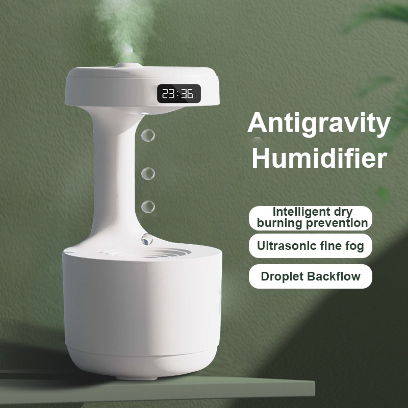 Umidificador De Ar Anti-Gravidade De 800ml Gotas De Água Ultrassônicas Cool Mist Maker Fogger USB Recarregável Com Visor LED，Purificador de ar, difusor de aroma