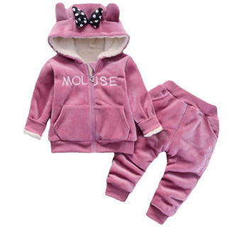 Conjunto De Roupas Para Meninas Minnie Mickey Cartoon Com Capuz Casaco De Caxemira Espesso E Quente De Inverno