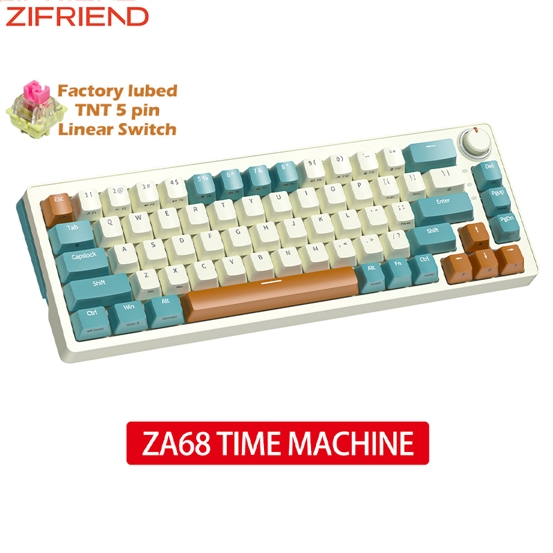 ZIFRIEND ZA68 RGB Teclado Mecânico Hotswap Pink Purple Interruptor Linear Personalizado ZIFRIEND ZA68 RGB Teclado Mecânico Hotswap Pink Purple Interruptor Linear Personalizado