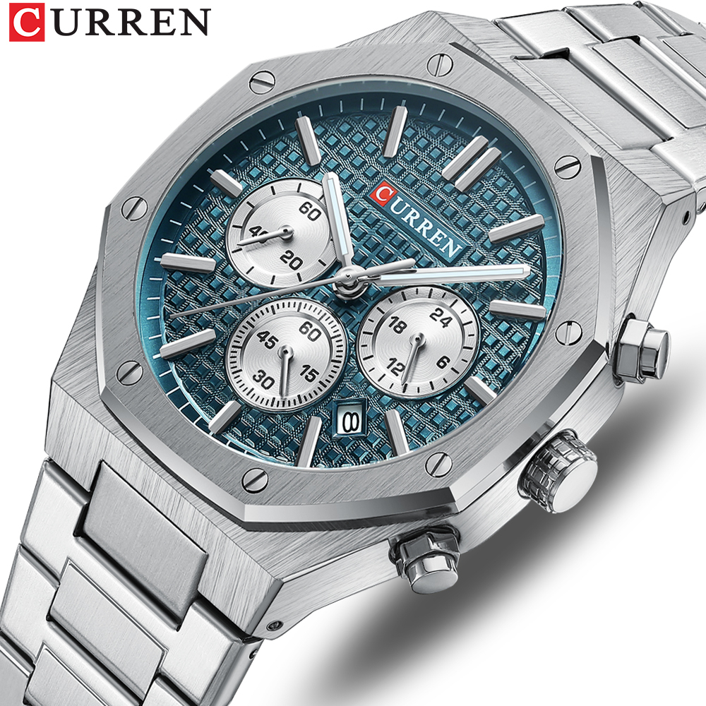 Relógio Original CURREN Marca Masculino De Aço Inoxidável Cronógrafo Criativo De Discagem Luminosa Data Quartzo À Prova D'água Esportes Empresariais De Lazer 8440 XC