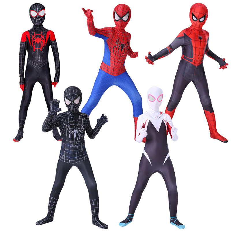 Fato De Aranha Para Homem Crianças Conjunto De Roupa De Halloween E Cabeça