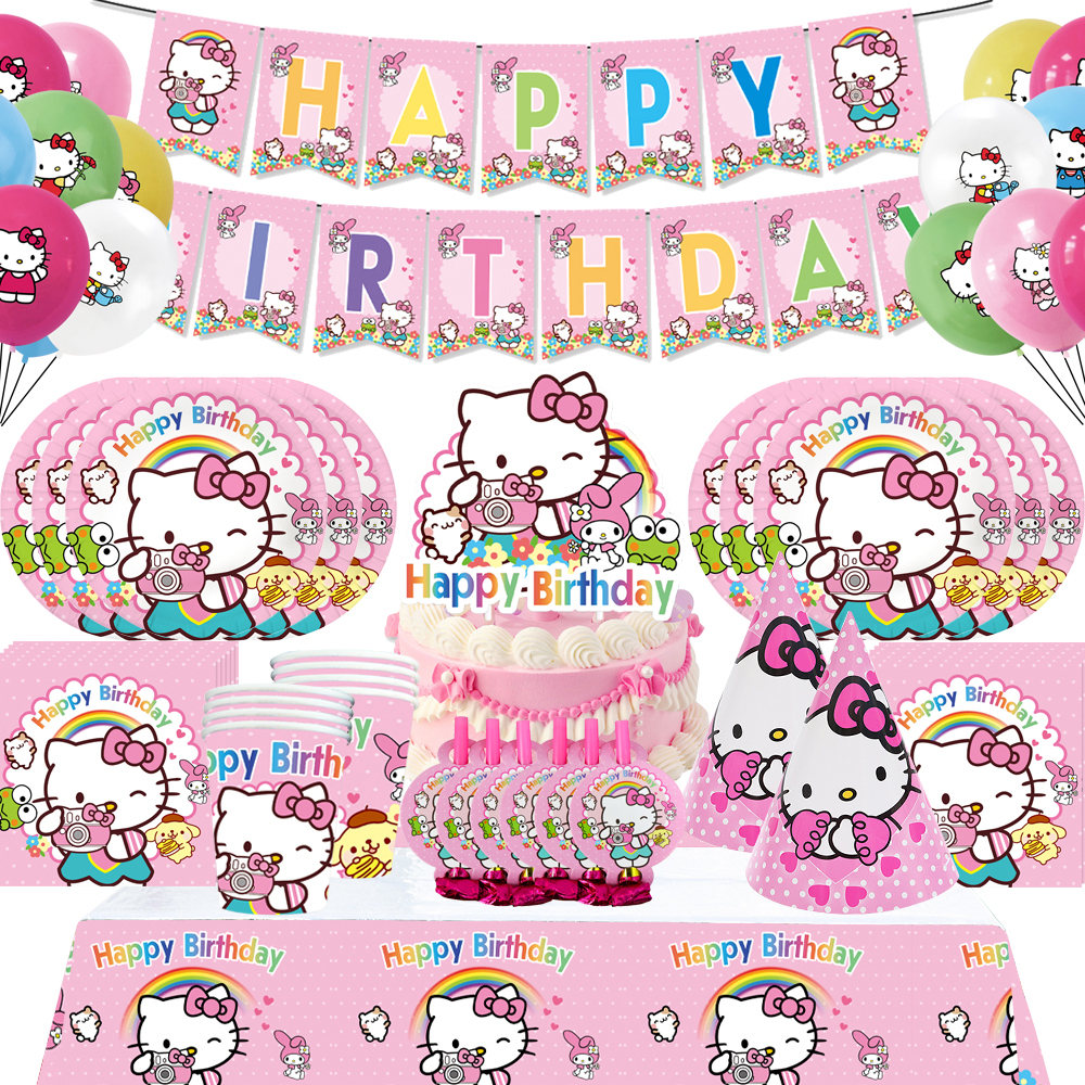 Conjunto Decoração Tema Hello Kitty Para Festa De Aniversário/De Presente