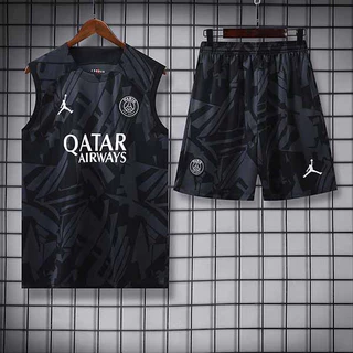 Roupa Esportiva de Futebol Forte de Absorção Forte Fato de Treinamento Respirável Colete Preto de Manga Curta P-2GG