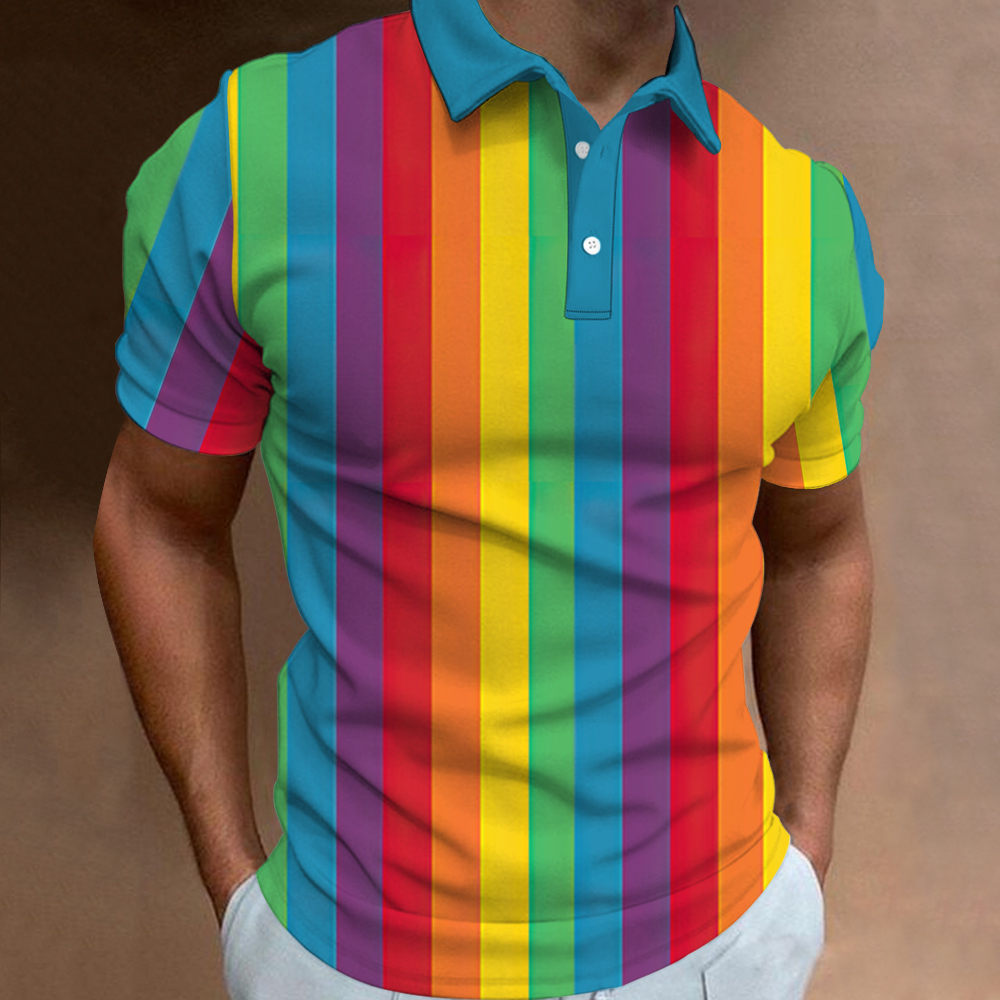 LGBT Camisa Polo Arco Iris Gay Estampa Da Bandeira Do Orgulho Camisas Casuais Masculinas Tamanho Grande Shopee Brasil