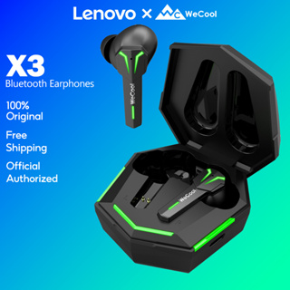Fone de ouvido Bluetooth Lenovo x WeCool Freesolo X3 sem fio Earphone verdadeiro para jogos com luzes RGB 60ms baixa latência e 30 horas de reprodução Bluetooth 5.1