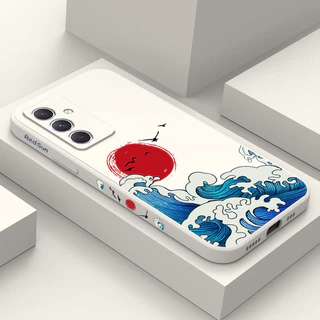 Capa De Telefone Com Respingo De Ondas Para Samsung Galaxy A54 A34 A24 A14 A04 A04S A04E 4G 5G Silicone Líquido Padrão Lateral