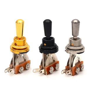 Botão Metálico De 3 Vias Interruptor Seletor De Comutação De Guitarra Elétrica Com Ponta Metálica Black/Gold/Chrome