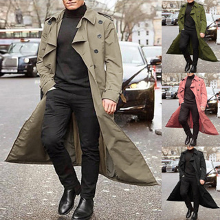 Compra online de Casaco de mistura de lã masculina jaqueta de lã de outono  homem peacoat casacos de lã de inverno gola virada para baixo