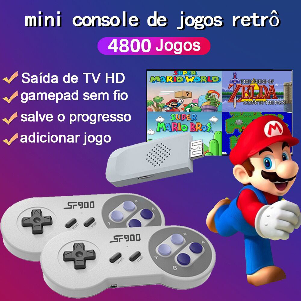Super Nintendo Console De Vídeo Game, Para Sega Vídeo Game 4k Hd-out, 1600  Jogos Retrô, Mini Controle Com Fio, Emulador All-in-one, Presente -  Consoles De Vídeo Game - AliExpress