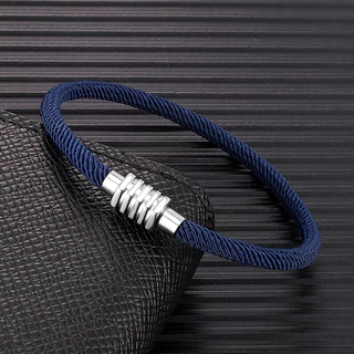 MKENDN Homens Mulheres Fivela De Aço Inoxidável 100 % À Prova D'água Bracelete De Corda Casual Simples Praia Unisexo Feito A Mão Para Surfistas