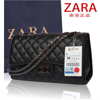 Zara Retro Luxo Saco De Couro De Corrente Listras Prismáticas Textura Sênior Corpo Cruzado Ladies Casual Party Business