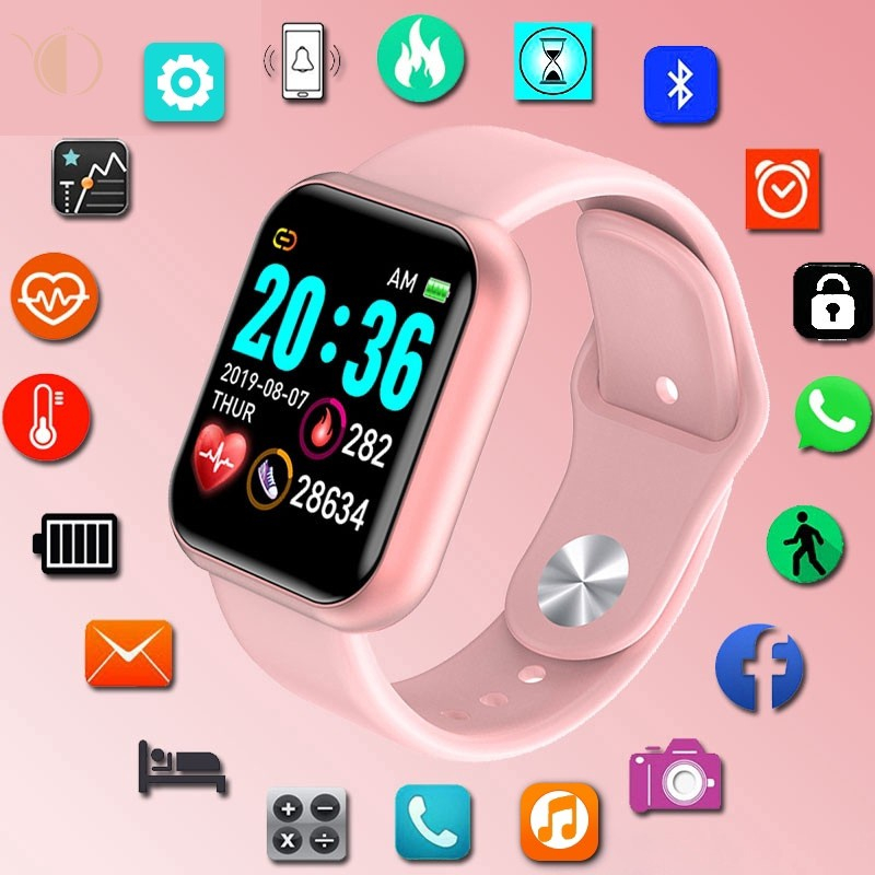 Smartwatch D20 Y68 Bluetooth À Prova D'água Com Relógio Smart Fitness Monito