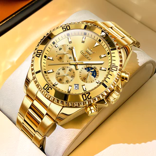 OLEVS Relogio Relógios Masculinos Luxo Prova Da água Original Dourado Esportivo Prata Preto De Aço Cronógrafo Quartzo 2870