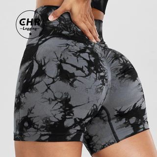 CHR Tie-Dye Short legging Academia Levanta Bumbum Fitness Roupa Feminino Elástico De Cintura Alta