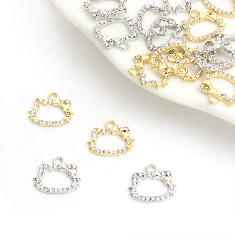 20pcs Crystal Rhinestones Cat Avatar Frame Charms DIY Bracelet Colar ...