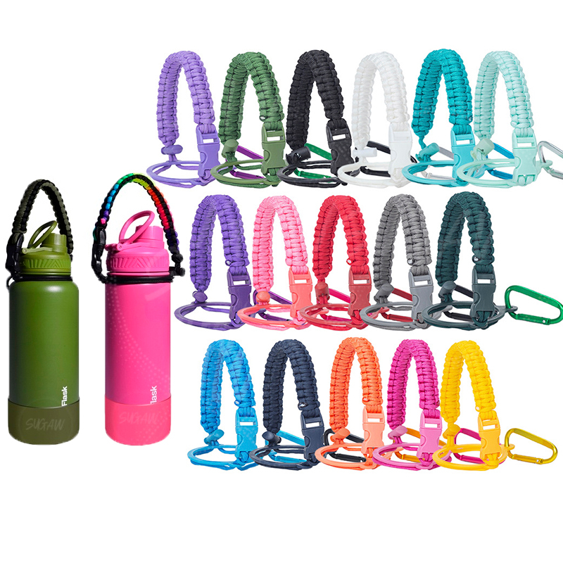 Pacco Accessories Paracord Rope Hydro Flask Garrafa de boca larga Corda portátil Garrafa de água Alça Alça Porta-copos Corda colorida para copos 12-64oz SUGAW