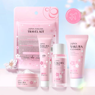 4 Pcs Sakura Skin Care Travel Kit , Toner De Limpeza Facial Creme Conjunto De Cuidados Com A Pele