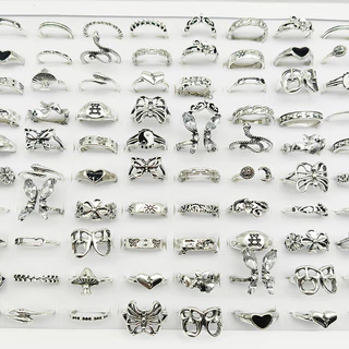 30pcs/Lot Atacadista Mix Style Alloy Finger Rings For Women Nova Borboleta Oca Grande Flor De Crânio Festa De Jóias De Animais Cobra