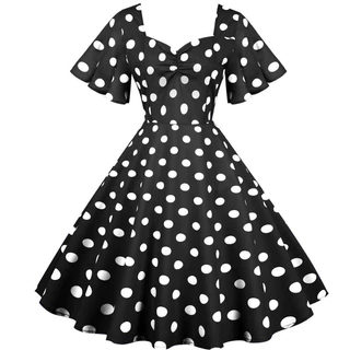Vintage Polka Dot Printed Party Dress Women Retro Vestido De Festa De Finalistas Elegante Linha A