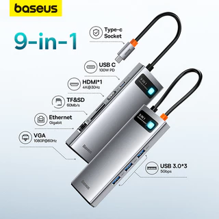 Baseus USB C Hub Tipo A 4K HDMI PD USB3.0 RJ45 Leitor De Cartões SD/TF Adaptador VGA Compatível Para MacBook ipad Laptop