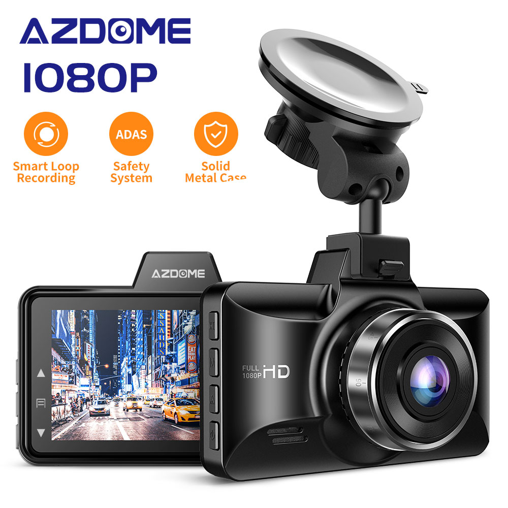 AZDOME M01 1080P Câmera Dash Para Carro Com Visão Noturna , Monitor De Estacionamento 24h Dashcam Tela Full HD De 3 Polegadas Novo De Painel Reverso