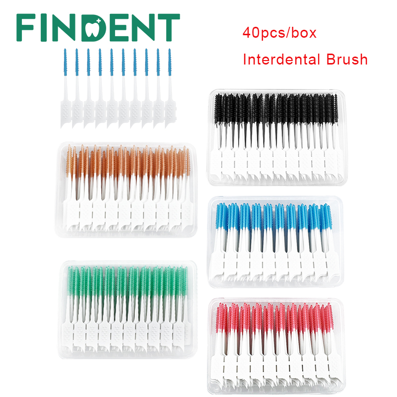 40pcs/box Escova Interdental Palito Dental Cabeça Entre Escovas Interdentais Palitos Dentais Ferramenta De Limpeza
