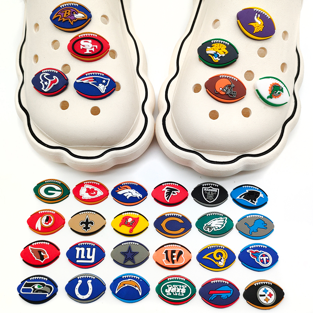 Jibtz Para Croc Rugby Logo Series Shoe Charms Com Pinos Acessórios Em PVC